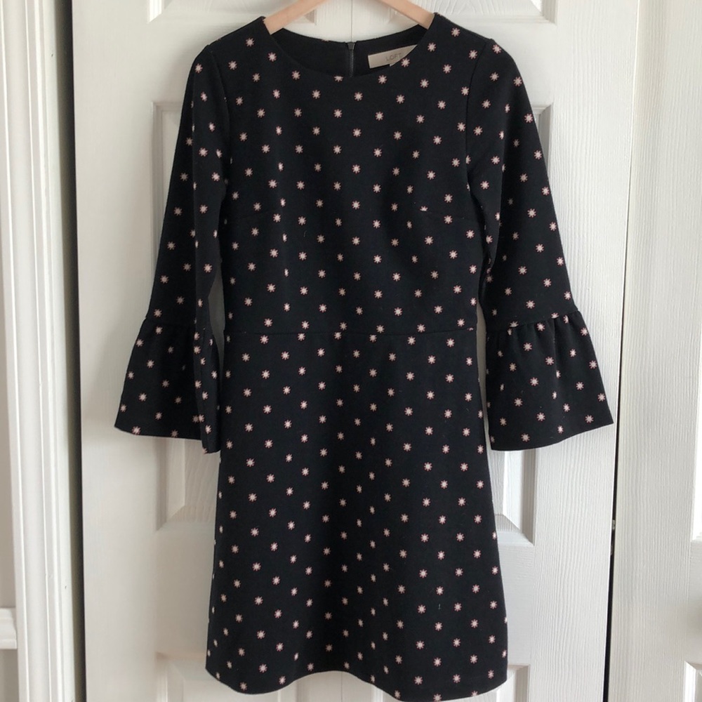 Loft Flower Power Black and Blush Mini Dress